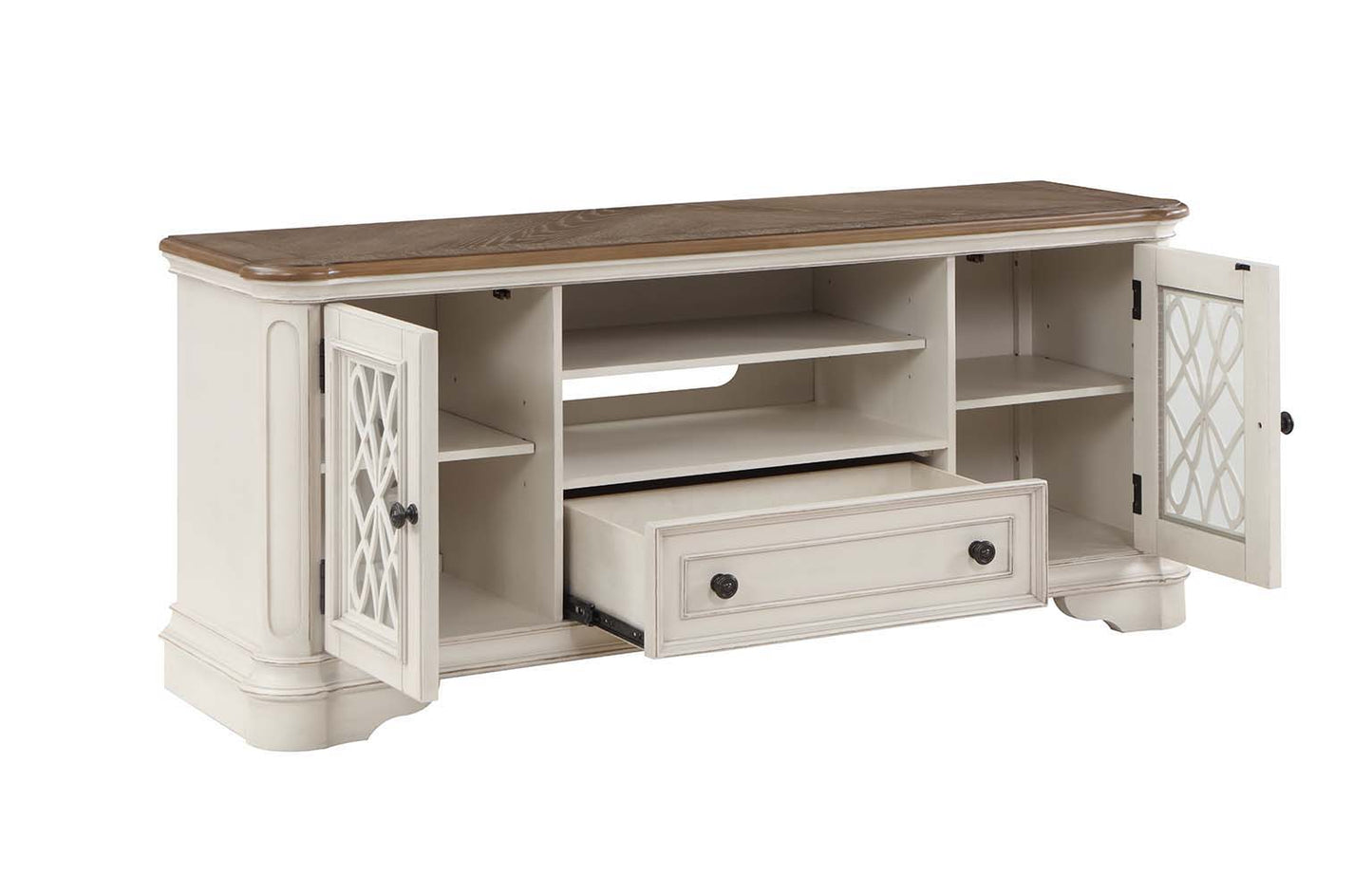 Florian - TV Stand - Oak & Antique White