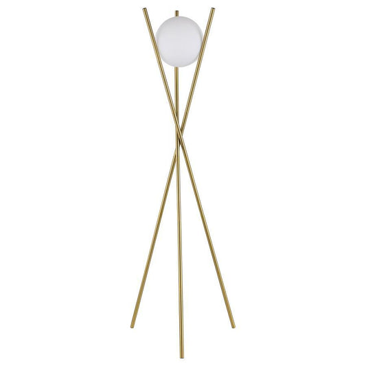 Yamileth - Spherical Bulb Metal Tripod Floor Lamp - Gold