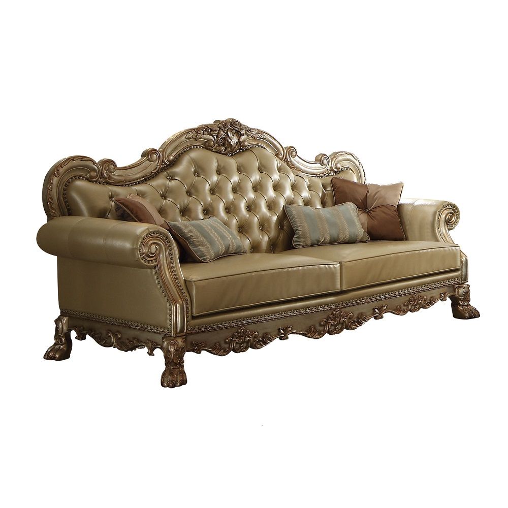 Dresden - Sofa - Bone PU & Gold Patina