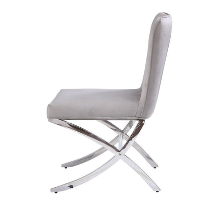 Daire - Side Chair (Set of 2) - Light Gray Velvet & Chrome