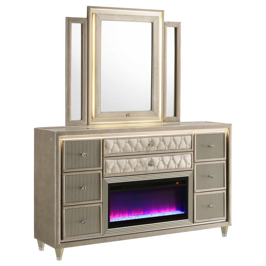 Lorient - 8-Drawer LED Bedroom Flame Box Dresser