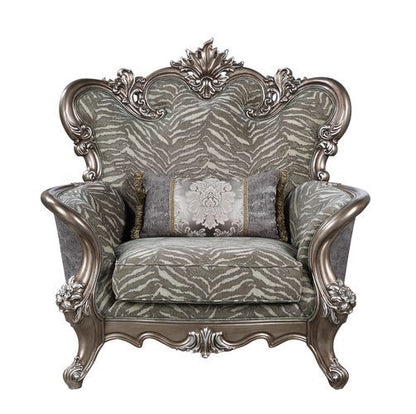 Elozzol - Chair With Pillow - Fabric & Antique Bronze