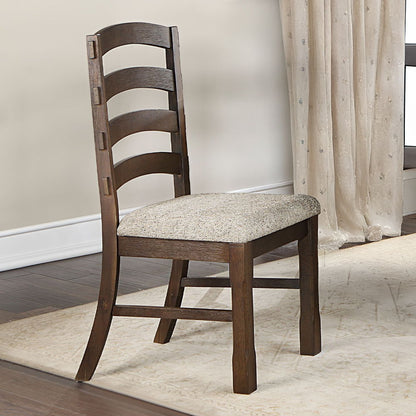 Pascaline - Side Chair (Set of 2) - Gray Fabric, Rustic Brown & Oak