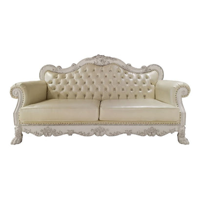 Dresden - Sofa With 4 Pillows - Synthetic Leather & Bone White
