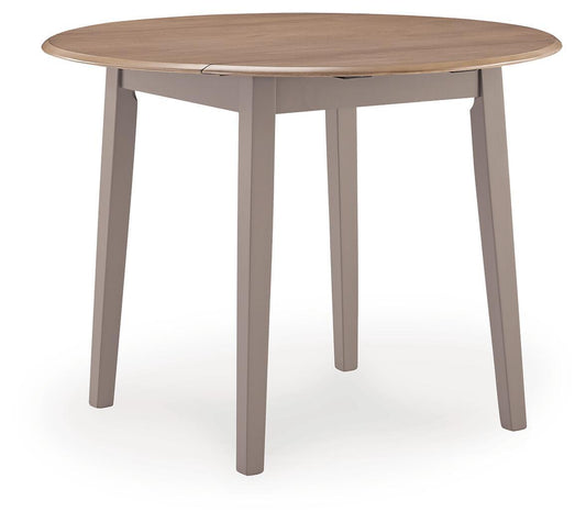 Harperfeld - Round Dining Room Drop Leaf Table - Natural / Gray