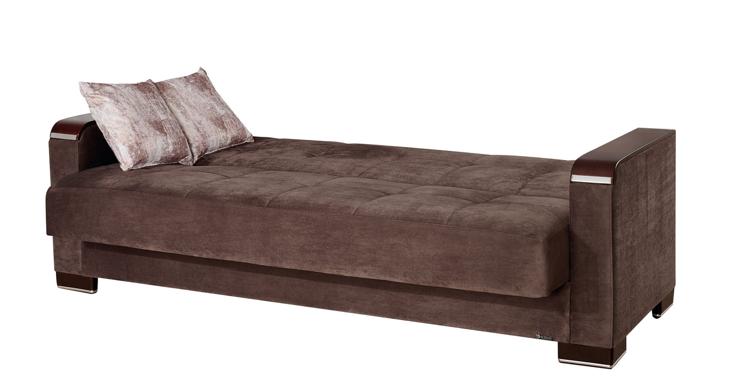 Ottomanson Armada X - Upholstered Convertible Wood Trimmed Sofabed With Storage - Microfiber