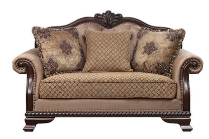 Chateau De Ville - Loveseat With 3 Pillows (Same Lv01589) - Fabric & Espresso