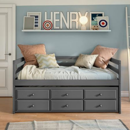 Darcie - Daybed With Trundle & Storage - Gray