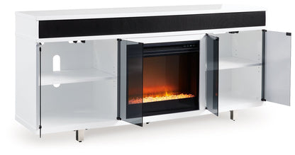 Gardoni - White / Black - 72" TV Stand With Electric Fireplace