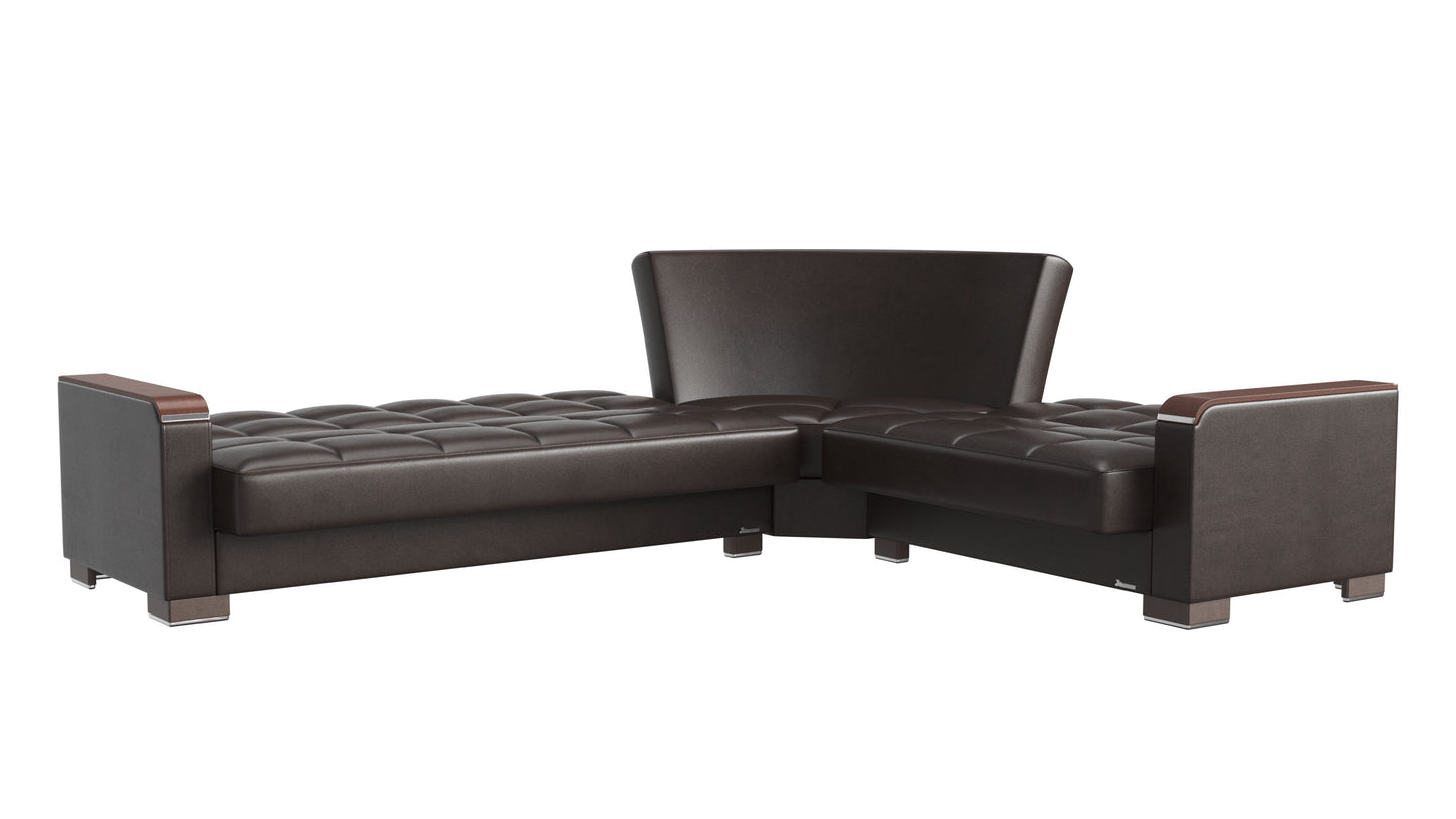 Ottomanson Armada X - Upholstered Convertible Wood Trimmed Sectional With Storage
