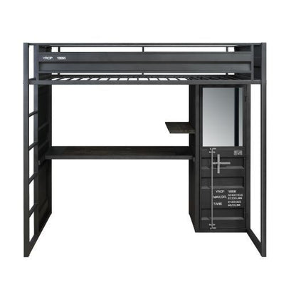 Cargo - Twin Loft Bed With Desk & Wardrobe - Gunmetal