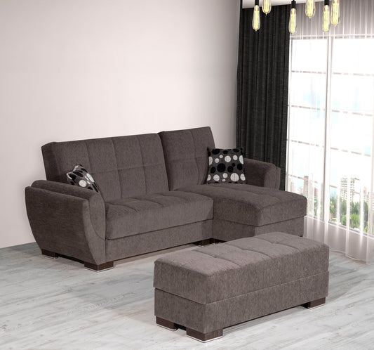 Ottomanson Armada Air - Upholstered Ottoman With Storage - Gray Chenille