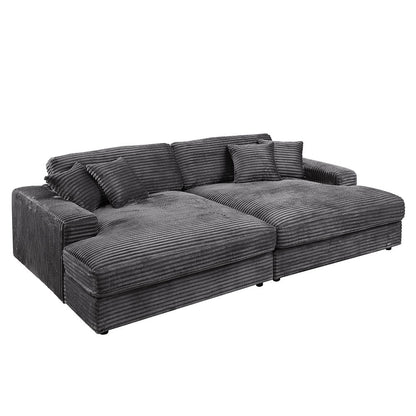 Hilde - 108" Chaise With 2 Pillows - Dark Gray Corduroy