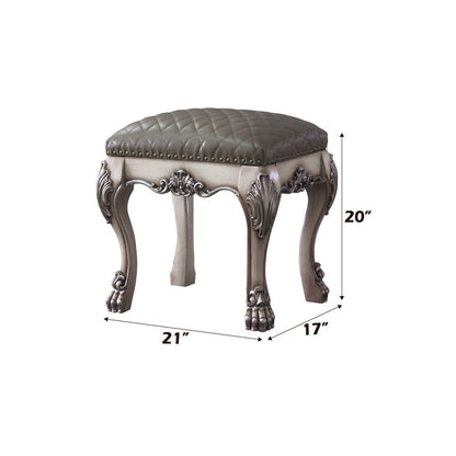 Dresden - Vanity Stool - Vintage Bone White & Synthetic Leather