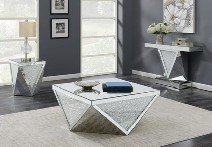 Amore - Mirrored Acrylic Entryway Sofa Console Table - Silver