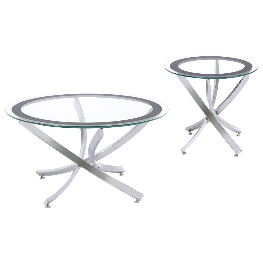 Brooke - Round Glass Top Coffee Table Set