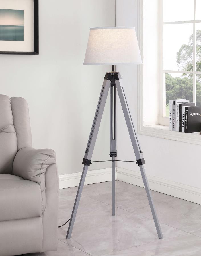 Dayton - Empire Shade Metal Tripod Floor Lamp - Gray