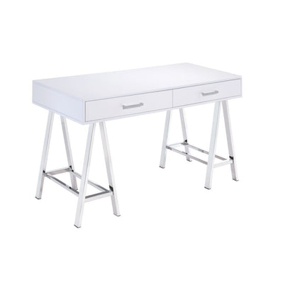 Coleen - Writing Desk (Same Ac00901) - White High Gloss & Chrome