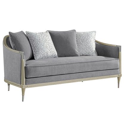 Fernando - Loveseat With 4 Pillows - Gray Chenille & Champagne