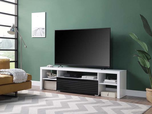 Buck II - TV Stand - White & Black High Gloss