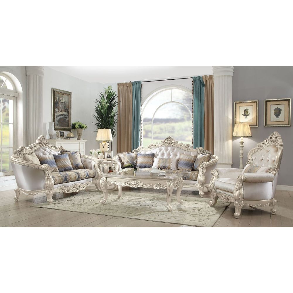 Gorsedd - Sofa With 5 Pillows - Fabric & Golden Ivory