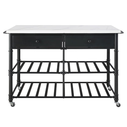 Emery - Kitchen Island - White Cultured Marble Top & Gray