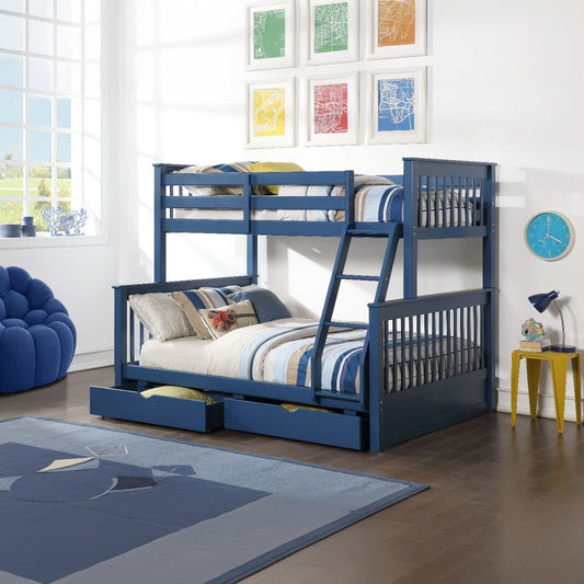 Haley II - Twin Over Full Bunk Bed With Storage - Navy Blue