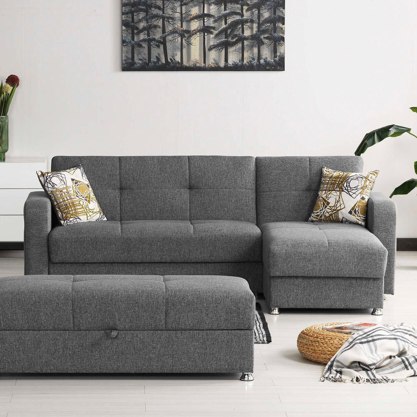 Ottomanson Harmony - Upholstered Convertible Chaise Lounge With Storage