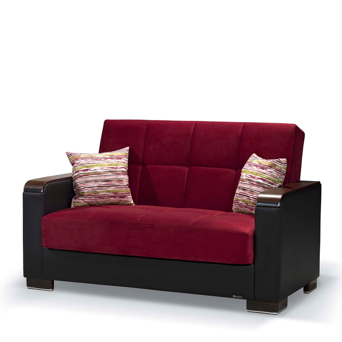 Ottomanson Armada X - Upholstered Convertible Wood Trimmed Loveseat With Storage - Microfiber