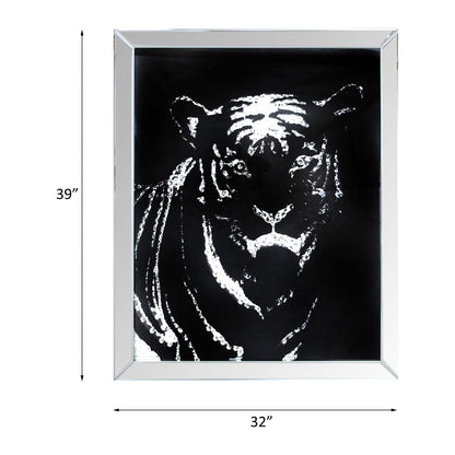 Talisha - Wall Art - Mirrored & Faux Crystal Tiger