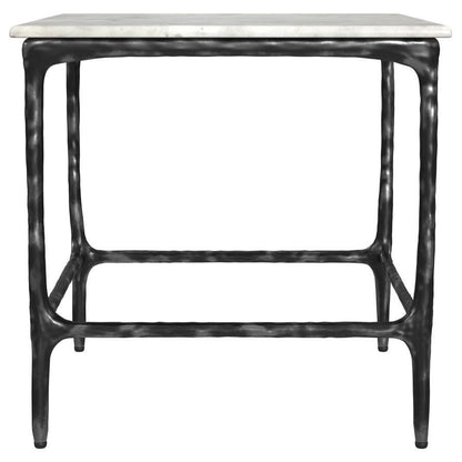 Ebby - Square Genuine Marble Top Metal End Table - White