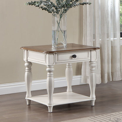 Florian - End Table - Oak & Antique White