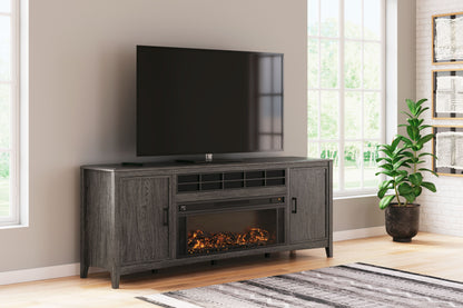 Montillan - Grayish Brown - 84" TV Stand With Electric Fireplace