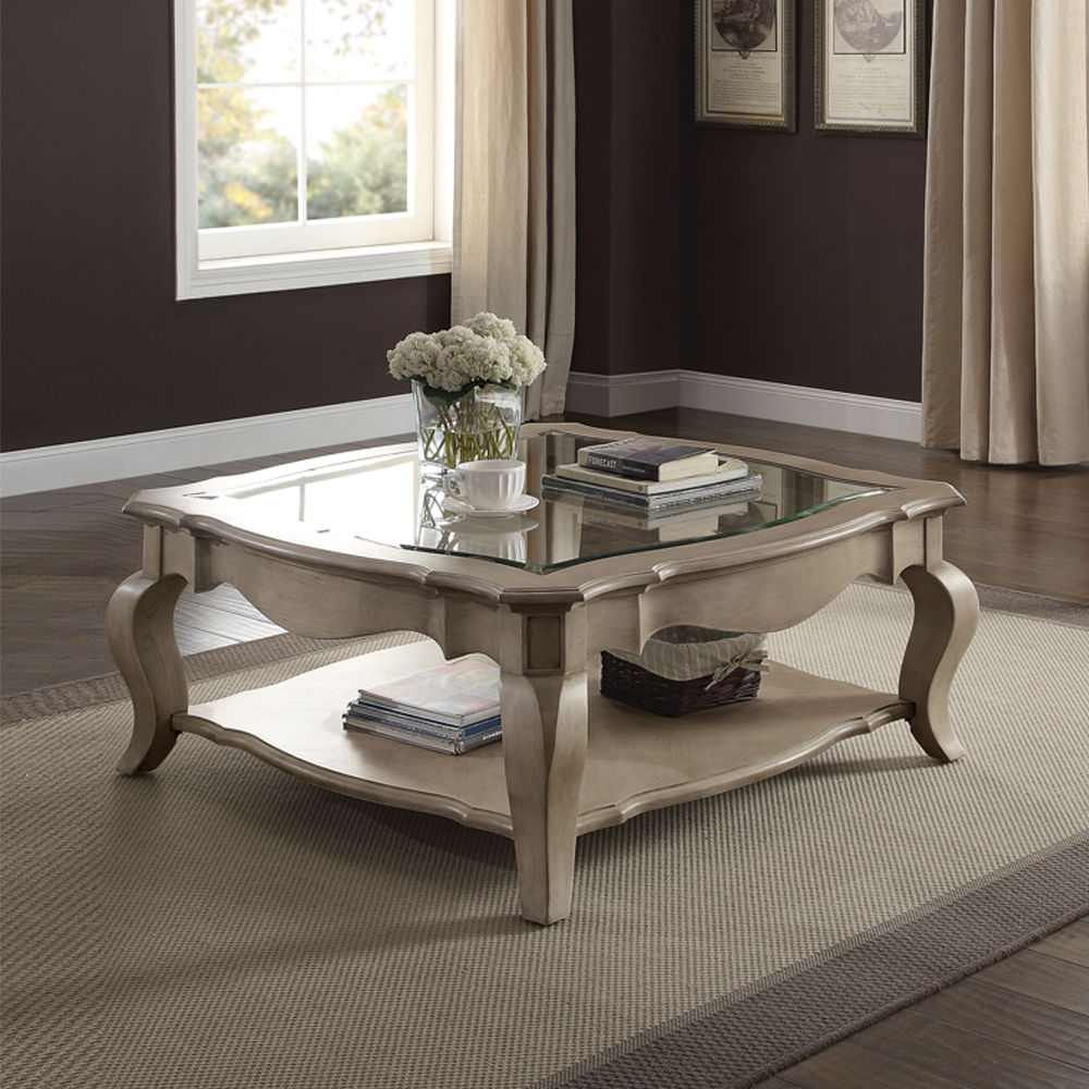 Chelmsford - Coffee Table - Clear Glass & Antique Taupe