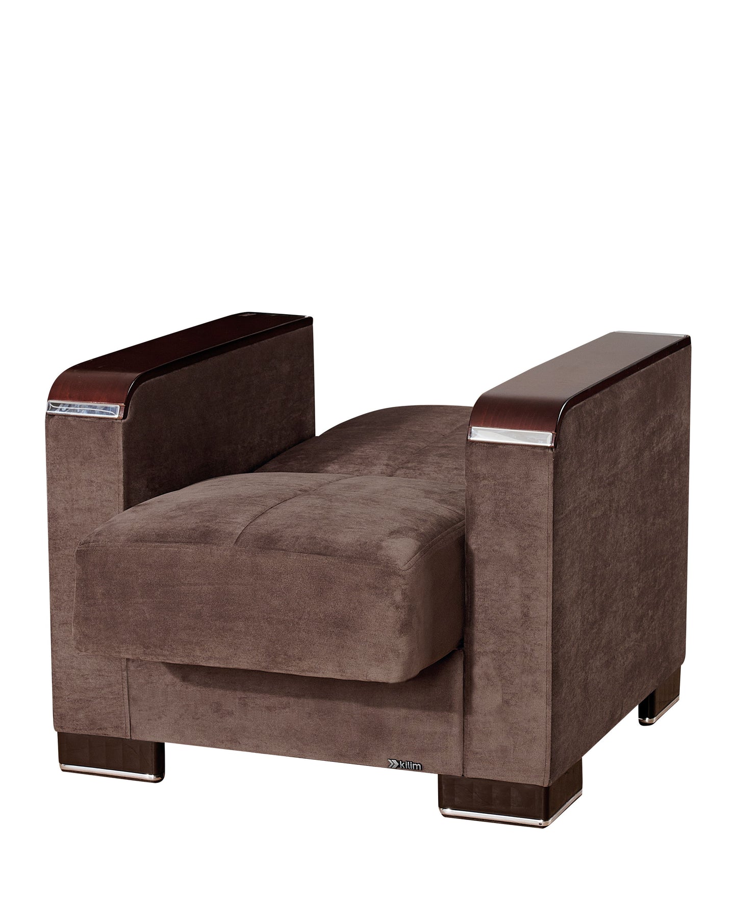 Ottomanson Armada X - Upholstered Convertible Wood Trimmed Armchair With Storage - Microfiber