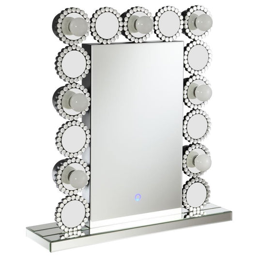 Aghes - Vanity Mirror With Lighting - Silver