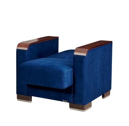 Ottomanson Armada X - Upholstered Convertible Wood Trimmed Armchair With Storage - Microfiber
