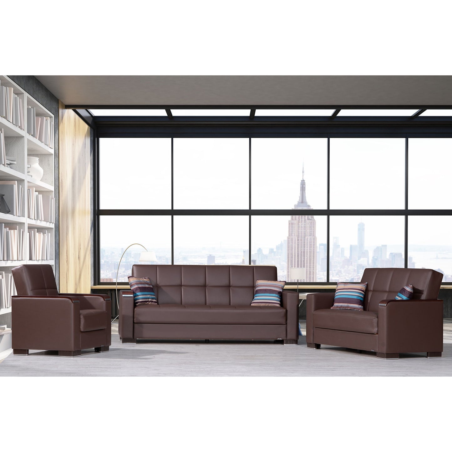 Ottomanson Armada X - Upholstered Convertible Wood Trimmed Armchair With Storage