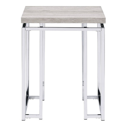 Chafik - End Table - Natural Oak & Chrome