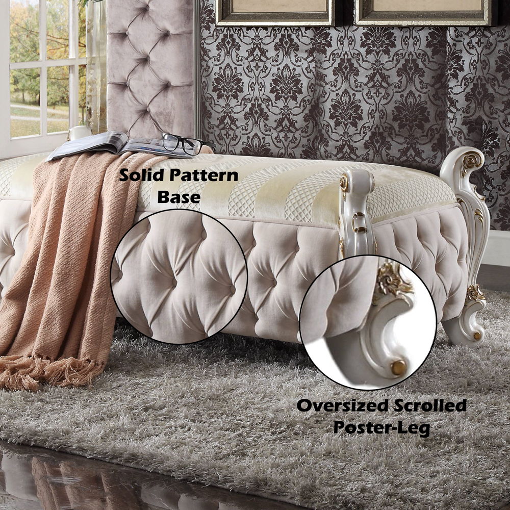 Picardy - Bench - Fabric & Antique Pearl