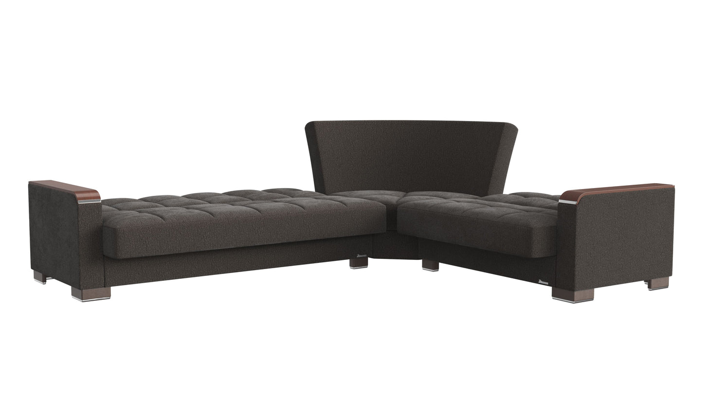 Ottomanson Armada X - Upholstered Convertible Wood Trimmed Sectional With Storage