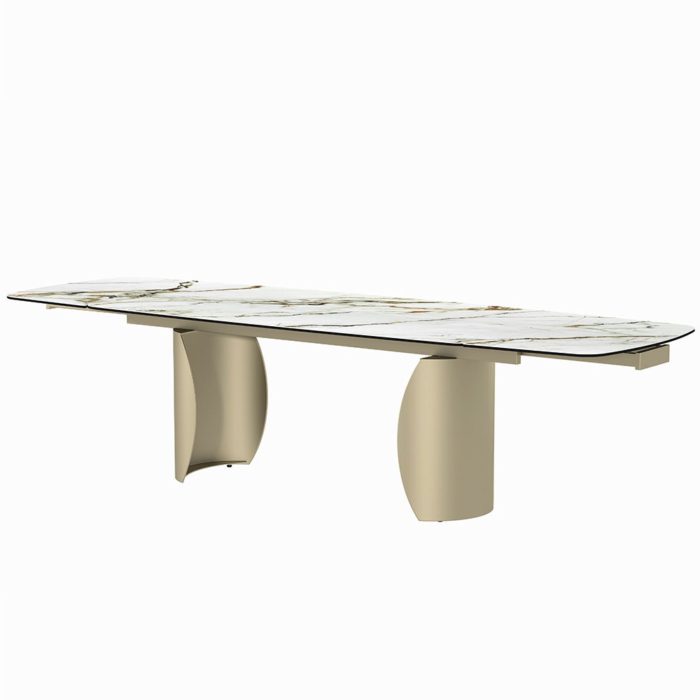 Cora - Dining Table - Ceramic Top & Golden Champange