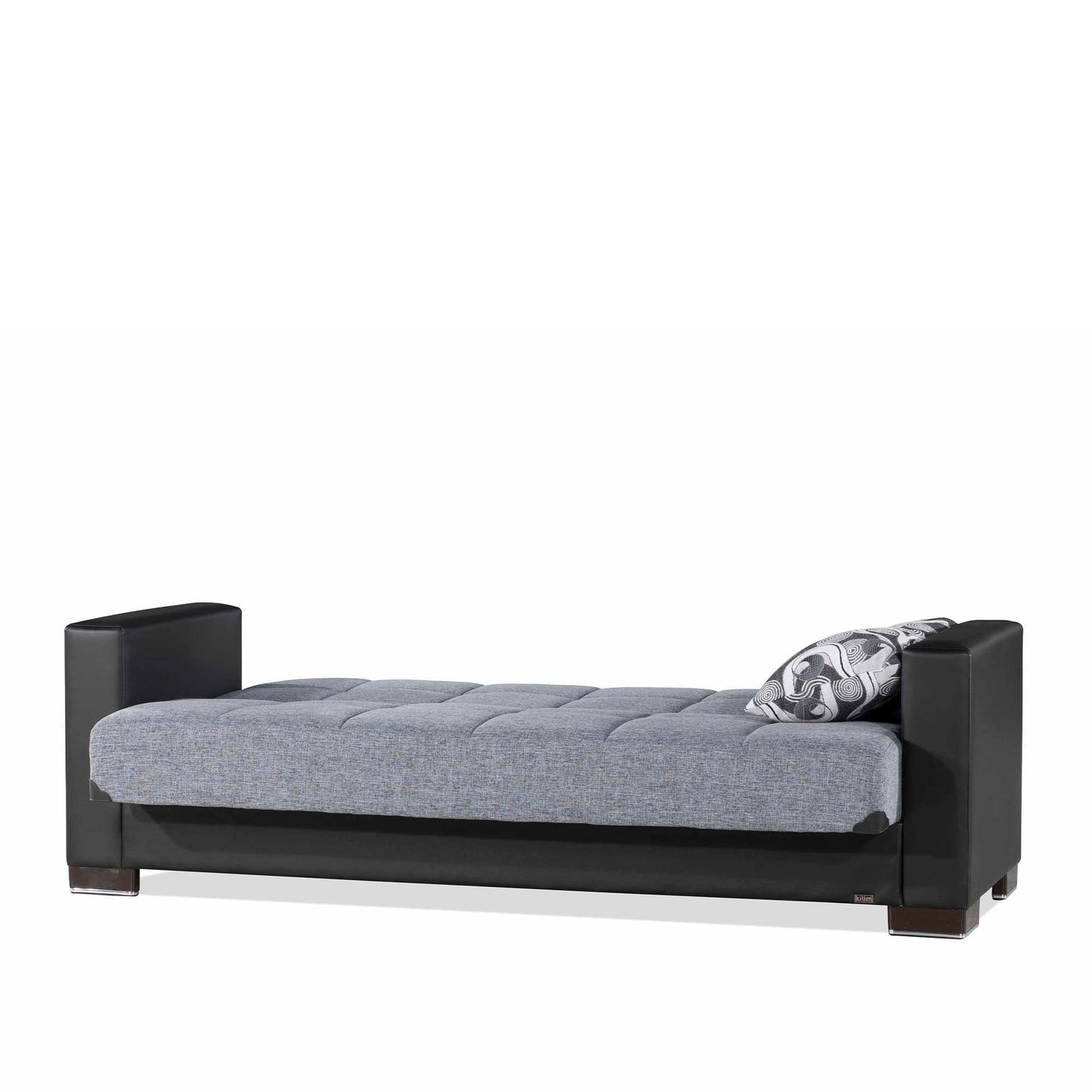 Ottomanson Armada - Upholstered Convertible Sofabed With Storage - Gray/Black PU Polyester