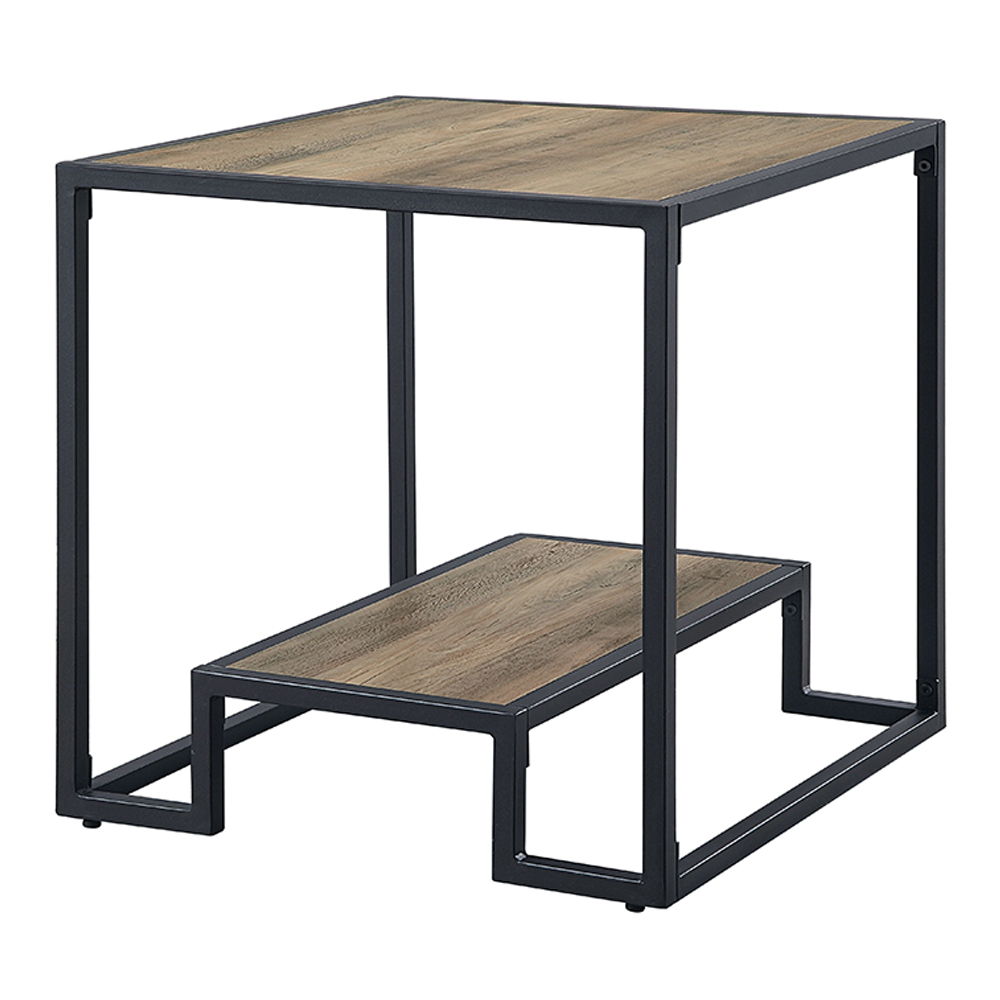 Idella - End Table - Rustic Oak & Black