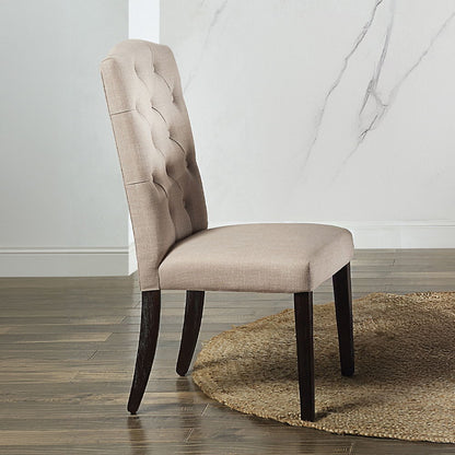 Gerardo - Side Chair (Set of 2) - Beige Linen & Weathered Espresso