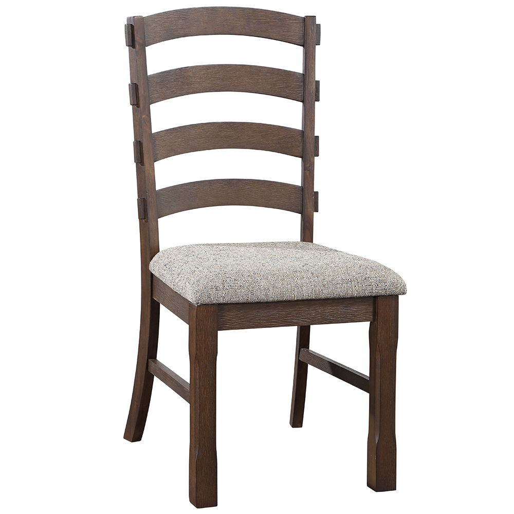 Pascaline - Side Chair (Set of 2) - Gray Fabric, Rustic Brown & Oak