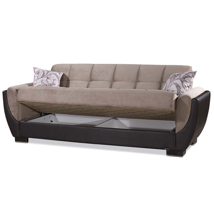 Ottomanson Armada Air - Upholstered Convertible Sofabed With Storage - Beige/Brown PU Chenille