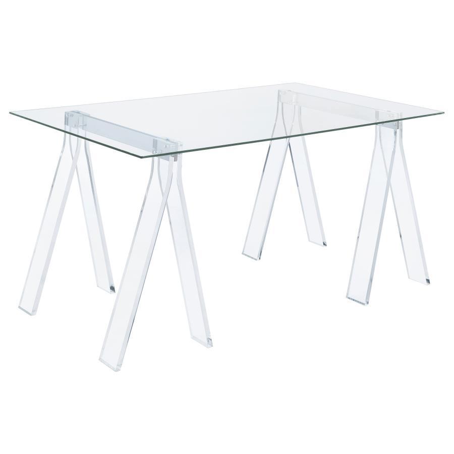 Amaturo - Glass Top Acrylic Writing Desk - Clear