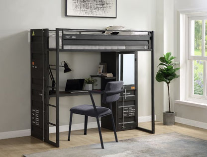 Cargo - Twin Loft Bed With Desk & Wardrobe - Gunmetal