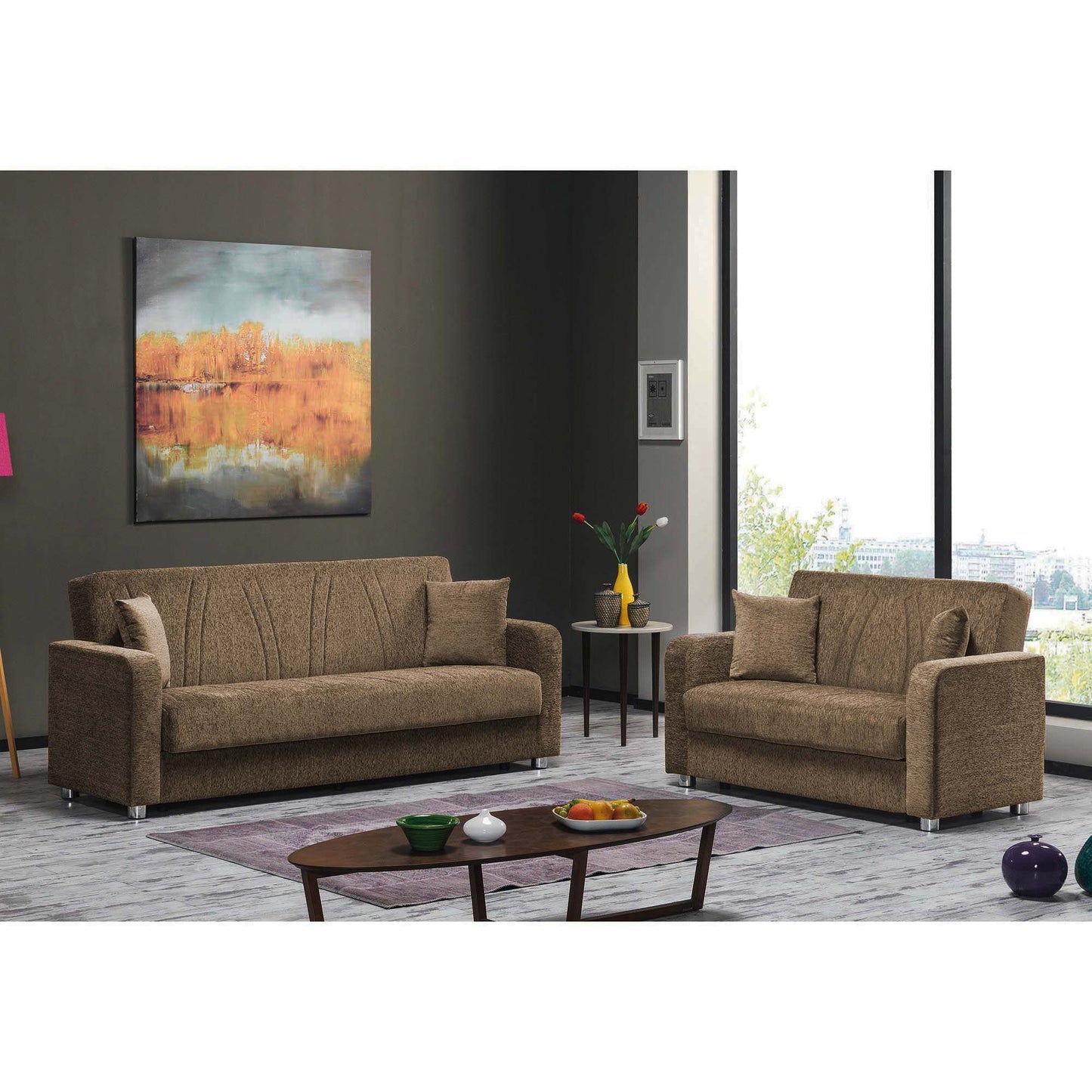 Ottomanson Elegance - Upholstered Convertible Loveseat With Storage